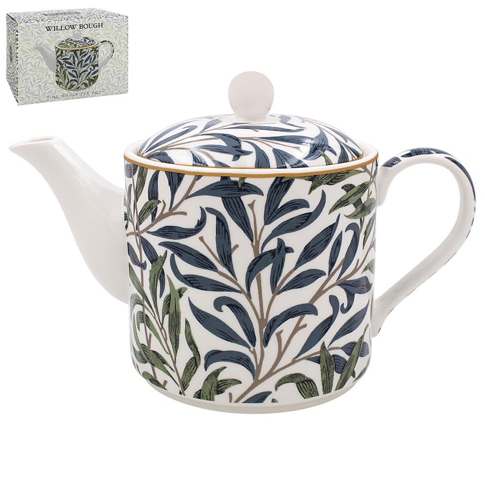 Lesser & Pavey Ceramic Teapot Large British Designed Tea Pot William Morris Willow Bough